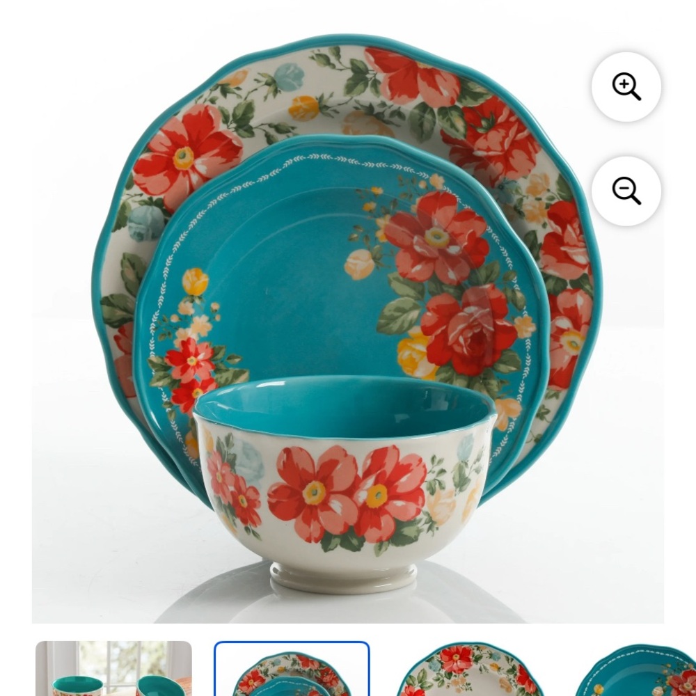 Pioneer Woman Vintage Floral 10“ Dinner Plates - Set of 4 - Picture 7 of 7